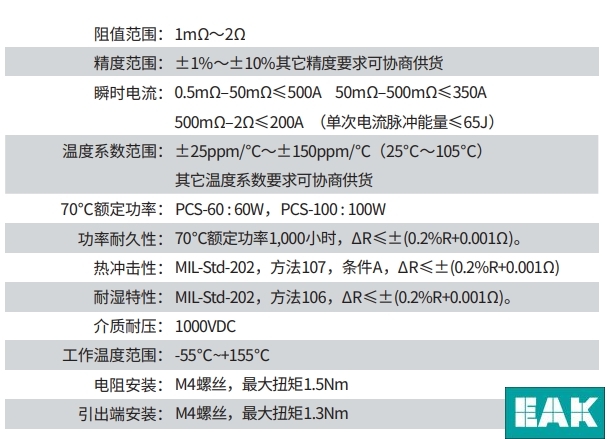 PCS-60/PCS-100精密分流中功率电阻