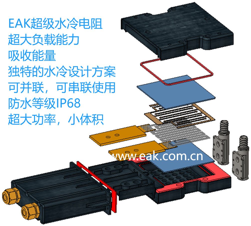 EAK,EVTOL垂直起降,高功率水冷负载电阻器-大功率小体积的设计方案,合金电阻的应用,水冷电阻,泄放电阻,合金电阻,厚膜电阻,预充电阻